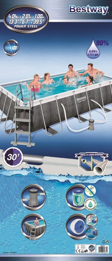 Zwembad Mistral Set Rechthoek Rotan 404*201*100 Cm - Afbeelding 3